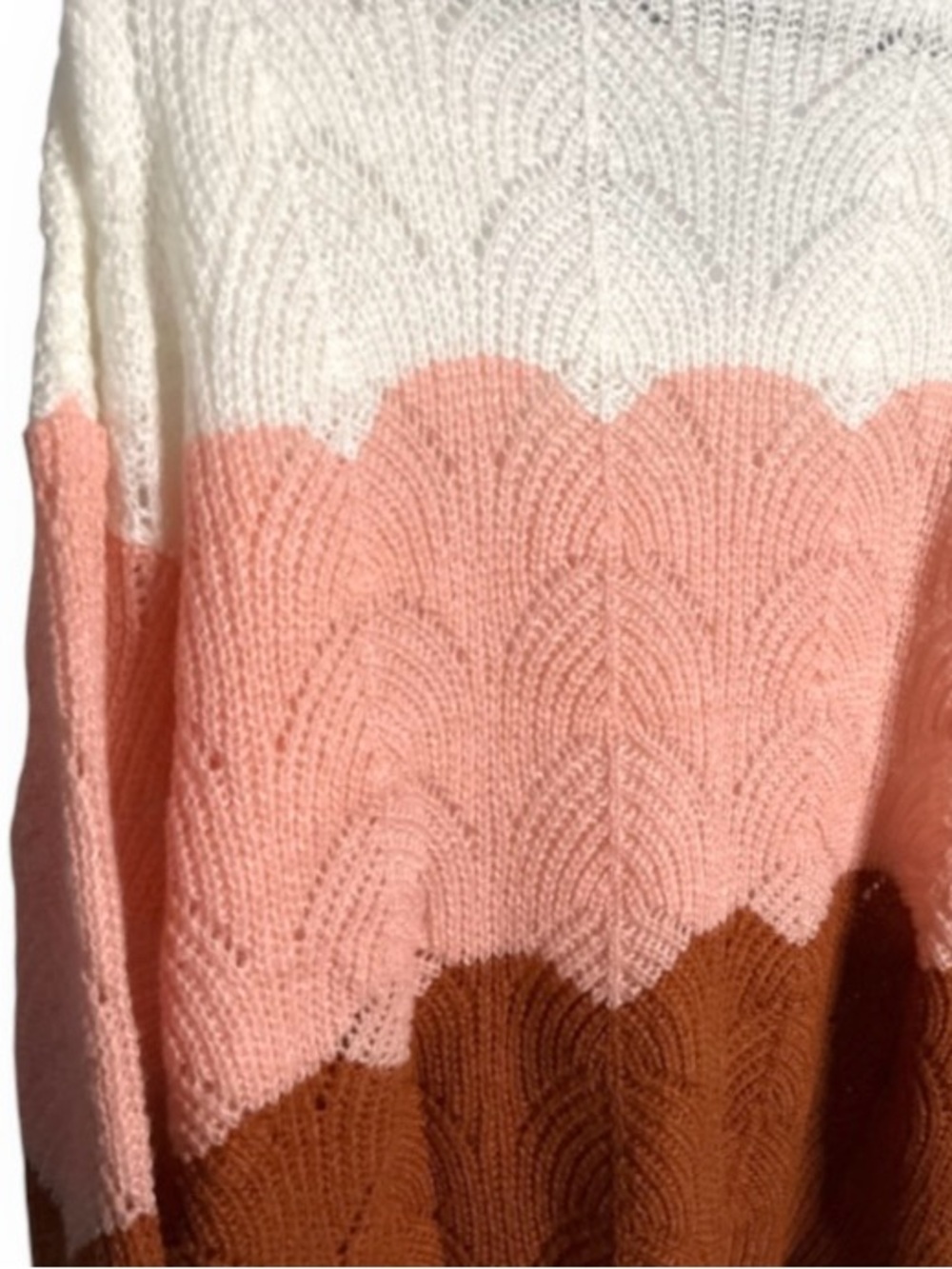 KFab Designs V-Neck Colorblock Sweater in White, Blush, Rust XL NWT - Picture 8 of 11
